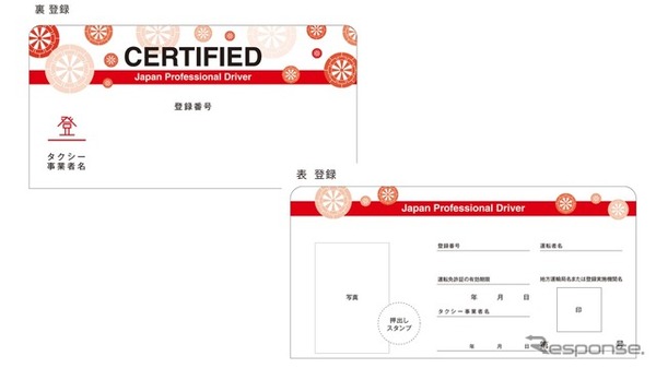 法人タクシーの運転者証