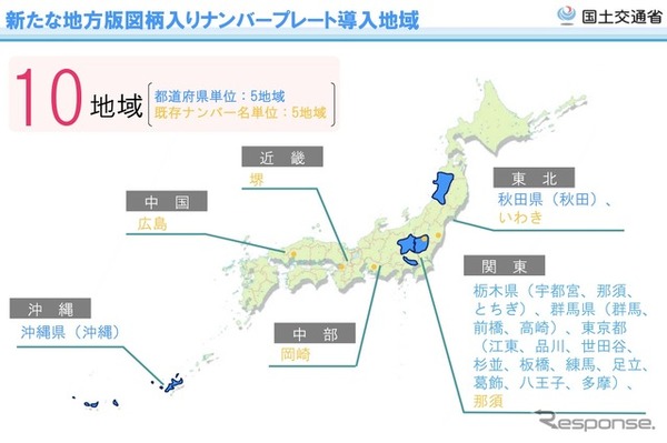 新たな地方版図柄入りナンバープレート導入地域