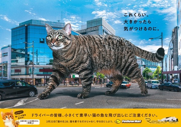 イエローハット「巨大猫ポスター」