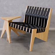 シートベルトの廃材を利用したラウンジチェア「TOR-01 - Belt Chair Lounge set -black-Clear-hinoki」