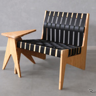 シートベルトの廃材を利用したラウンジチェア「TOR-01 - Belt Chair Lounge set -black-Clear-bamboo」