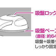 吸盤タイプ［PPH2512］は水洗いすることで吸着力が復活