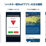 「レンタカー版NexTアプリ」の主な機能