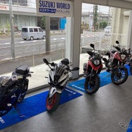 新型バイクのレンタルサービスを開始するスズキワールド多摩店