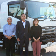 いすゞ自動車九州株式会社 中澤銀次氏（アフターサービス本部）、光増亮氏（営業本部）、山口晴香氏（営業本部 営業推進室）