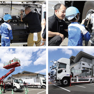 『ジュニアメカニック2024@福岡』で、いすゞ自動車九州のスタッフたちが用意した体験コンテンツの数々。中でも高所作業車の乗車を希望する子どもたちが多かった
