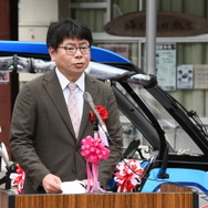 来賓者祝辞を行う国土交通省 近畿地方整備局 滋賀国道事務所長　田﨑 祥二氏