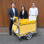 五十畑工業の五十畑勝通氏、ゆめの樹保育園ほどがやの佐々木真由美施設長、ヤマハモーターエンジニアリングの光主侑一郎氏