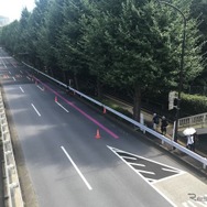 東京・国立競技場近くに設置された関係車両専用レーン