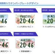 今般の交付から新設された、都道府県の全域を単位とする図柄5地域（秋田県、栃木県、群馬県、東京都、沖縄県）