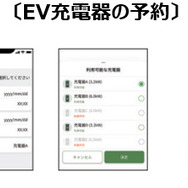 シンプルなインターフェイスのスマートフォンアプリから、利用日時と利用したいEV充電器を事前に予約