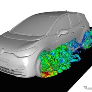 シミュレーション技術を用いてタイヤ付近の気流を可視化