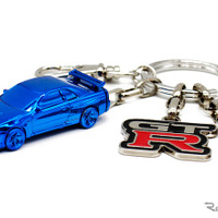 「R34 スカイラインGT-R」を3D再現！ ブルーに輝くキーチェーン、大阪オートメッセで販売へ
