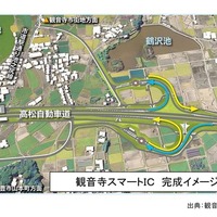 観音寺スマートIC、高松自動車道に開通…24時間利用可能、7月4日15時から