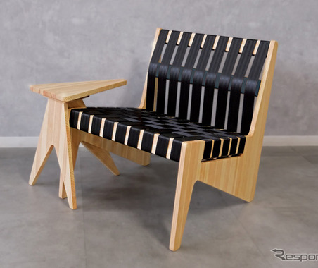 シートベルト廃材を活用した「環境配慮型ラウンジチェア」、内装品部品メーカーが開発 画像