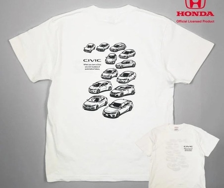 シビック歴代モデル勢揃い!「CIVIC ヒストリーTシャツ」…丹波屋栃木くらしっく 画像