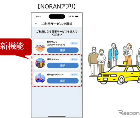 ゼンリンとアルパイン、公共ライドシェアとタクシーを一つのアプリ「NORAN」で利用可能に…福岡県宗像市で 画像