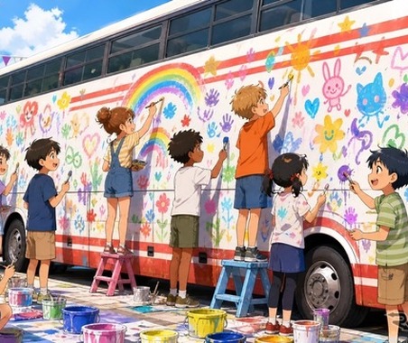 名鉄バス初の「お絵かきバス」、愛知こどもの国で開催　5月30日 画像