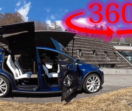 【360度 VR試乗】テスラ モデルX のファルコンウィングを中から見てみる 画像