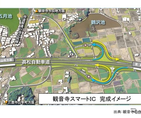観音寺スマートIC、高松自動車道に開通…24時間利用可能、7月4日15時から 画像