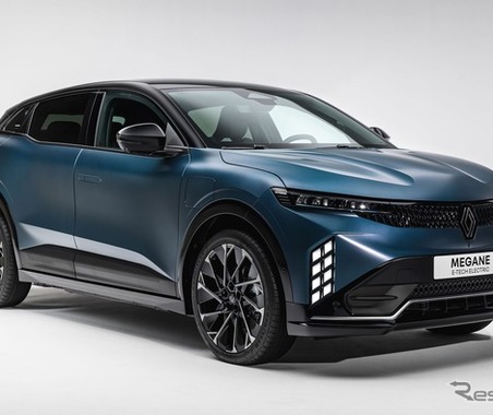 ルノー「メガーヌ」EVに改良新型、航続500km・急速充電24分に進化…フロントも刷新 画像