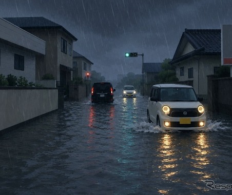 ＜注意喚起＞進入しない！　冠水路の危険---千葉でレベル5の大雨 画像