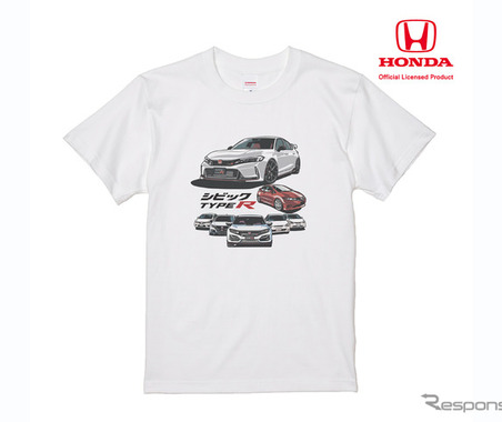 歴代ホンダ『シビックタイプR』デザインのTシャツが登場…ホワイトのボディが映える 画像