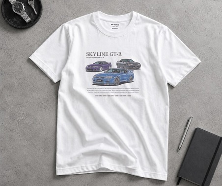 日産公式ライセンス取得の「スカイライン GT-R Tシャツ」、R32・33・34の3台を描く…予約開始 画像