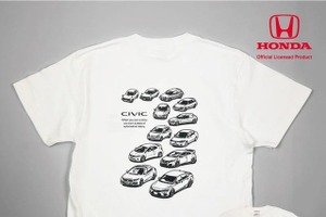 シビック歴代モデル勢揃い！「CIVIC ヒストリーTシャツ」…丹波屋栃木くらしっく 画像