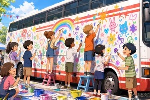 名鉄バス初の「お絵かきバス」、愛知こどもの国で開催　5月30日 画像