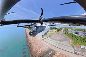 SKYDRIVE「空飛ぶクルマ」、瀬戸内海遊覧想定のデモフライト…スズキ社長も視察 画像